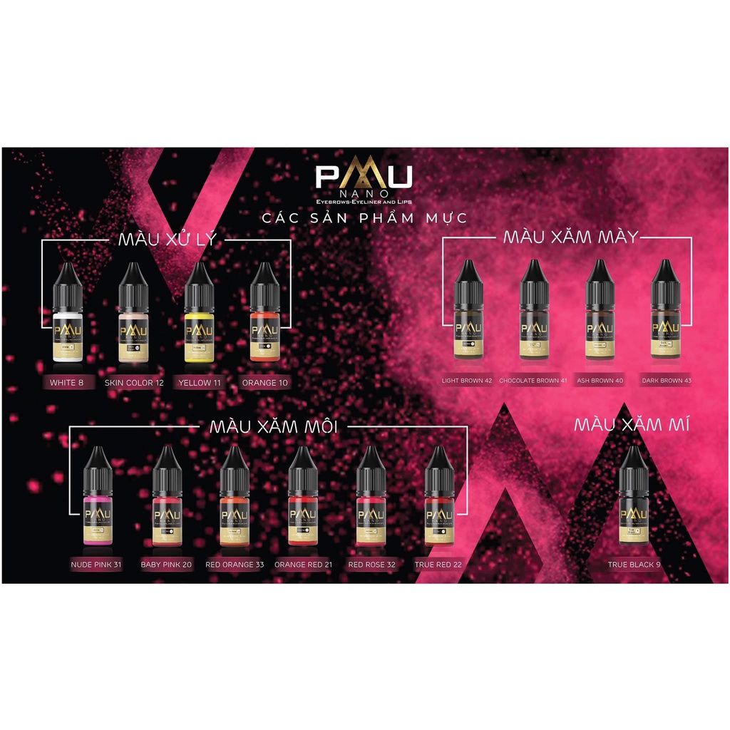 Mực PMU chính hãng 10ml phun mày môi mí